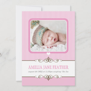 PHOTO BIRTH ANNOUNCEMENT precious baby girl pink