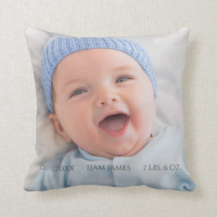 Photo Birth Stats Keepsake Home Decor Cushion