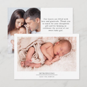 Photo Birth Stats New Baby Thank You Card