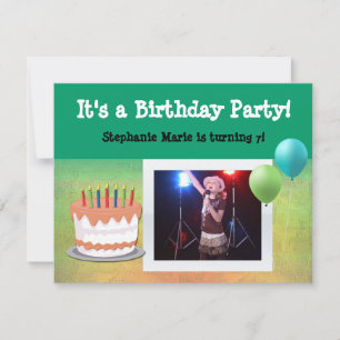 Photo Birthday Cake Custom Party Invitations