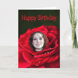 Photo Birthday Card with a classic red rose