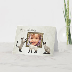 Photo Birthday card with siamese cats