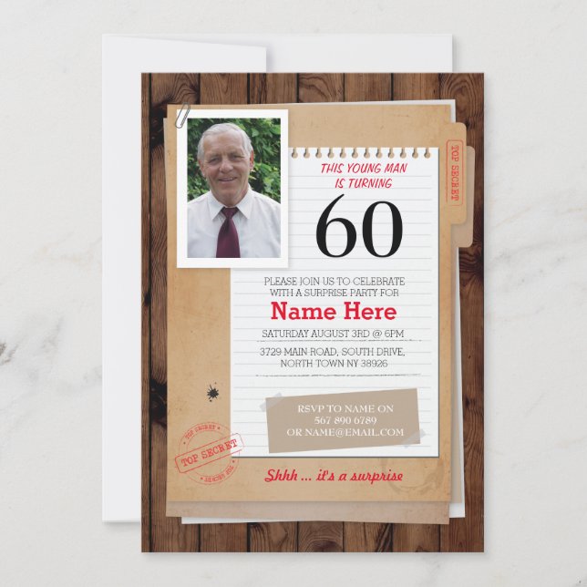 Photo Birthday Detective Top Secret Any Age Invite (Front)