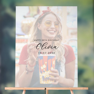 Photo Birthday Guest Signature Acrylic Sign