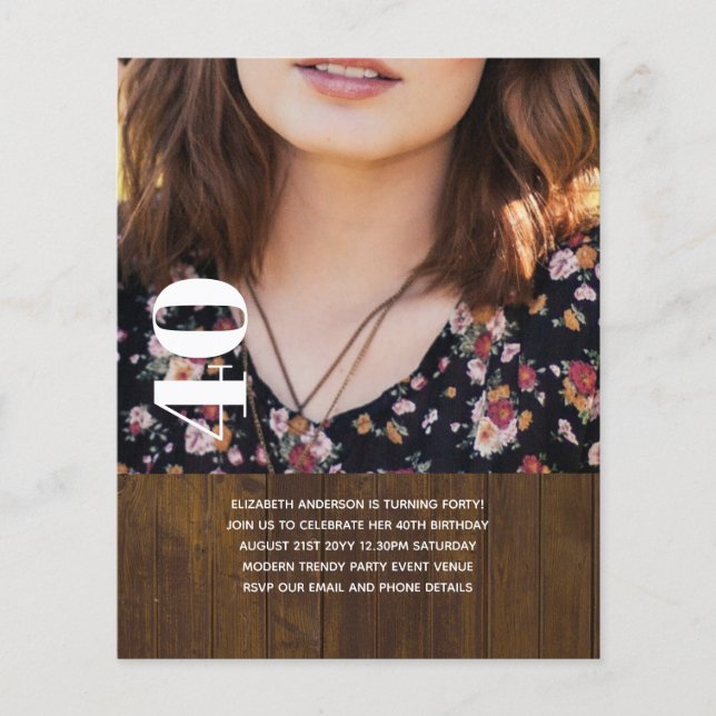 PHOTO BIRTHDAY INVITATION - Any Age 40th 35th 21st Flyer (Front)