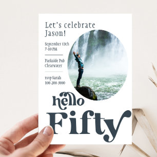 Photo Birthday Invitation for him   Fifty