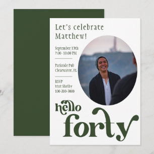 Photo Birthday Invitation for him   Forty
