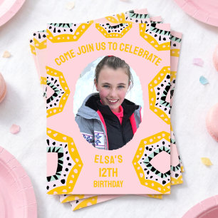 Photo Birthday Invitation With Colourful Shapes