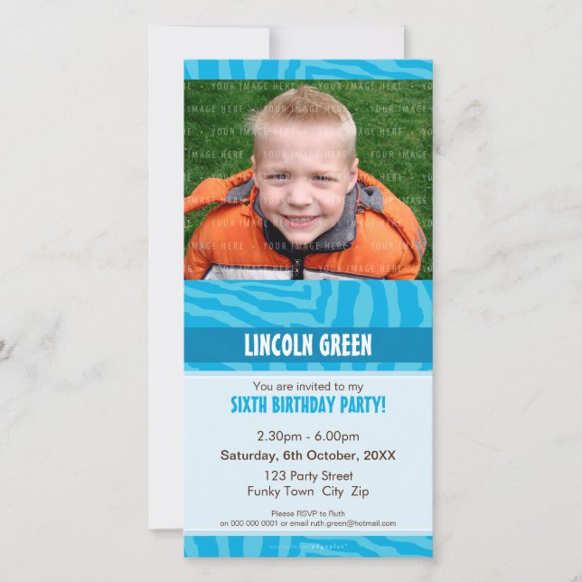 PHOTO BIRTHDAY INVITATIONS :: animal print 1 (Front)