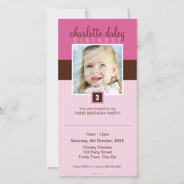 PHOTO BIRTHDAY INVITATIONS :: lovely square 5 (Front)