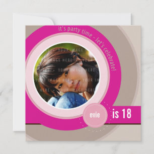 PHOTO BIRTHDAY INVITES :: circular 6SQ