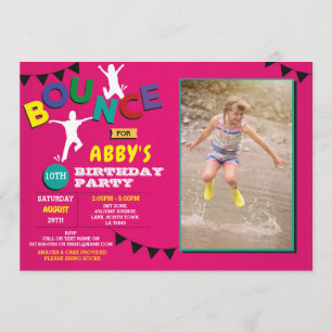 Photo Birthday Jump Bounce Party Trampoline Invitation