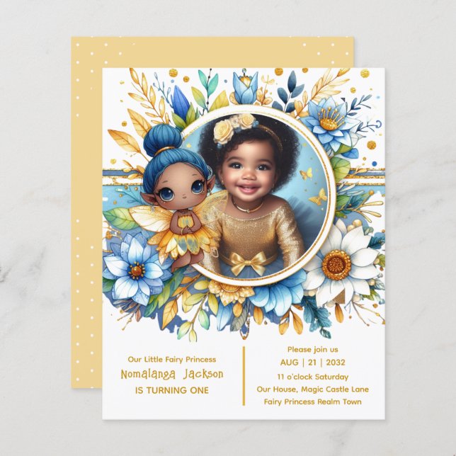 Photo Birthday Little Black Fairy African Princess (Front/Back)