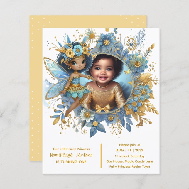 Photo Birthday Little Black Fairy African Princess (Front/Back)