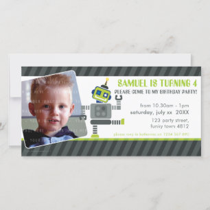 PHOTO BIRTHDAY PARTY INVITE :: robot dancing 1L