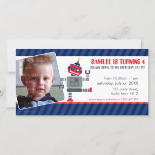 PHOTO BIRTHDAY PARTY INVITE :: robot dancing 3L