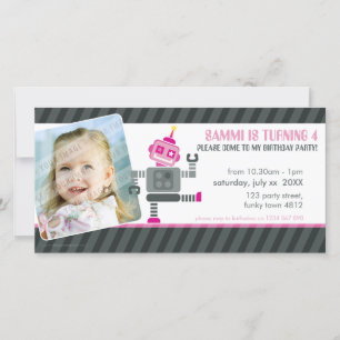 PHOTO BIRTHDAY PARTY INVITE :: robot dancing 5L