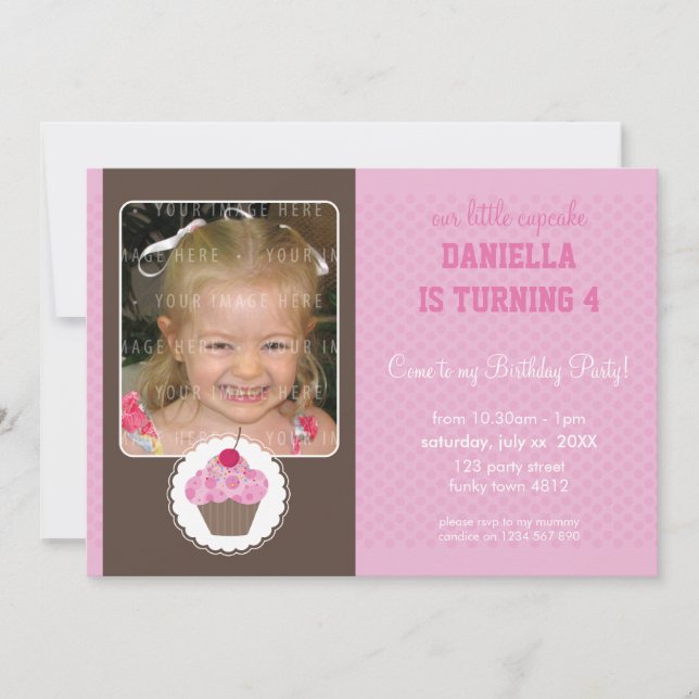 PHOTO BIRTHDAY PARTY INVITES :: cupcake 3L (Front)