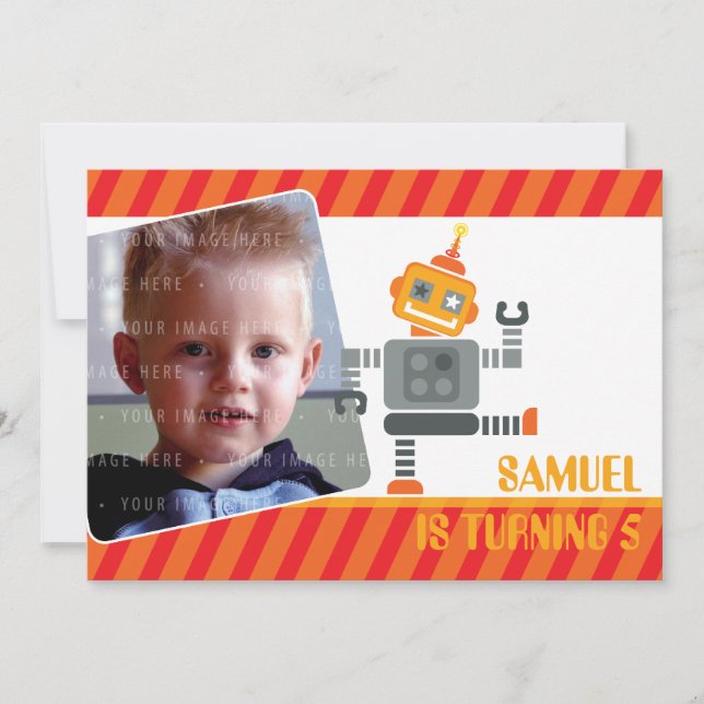 PHOTO BIRTHDAY PARTY INVITES :: robot dancing 2L (Front)