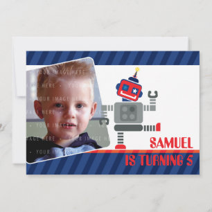 PHOTO BIRTHDAY PARTY INVITES :: robot dancing 3L