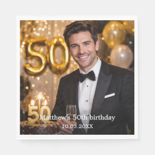 Photo birthday party luncheon napkin