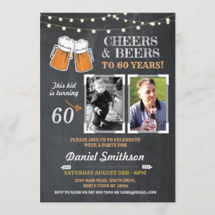 Photo Birthday Party Men's Cheers Beers Picture Invitation