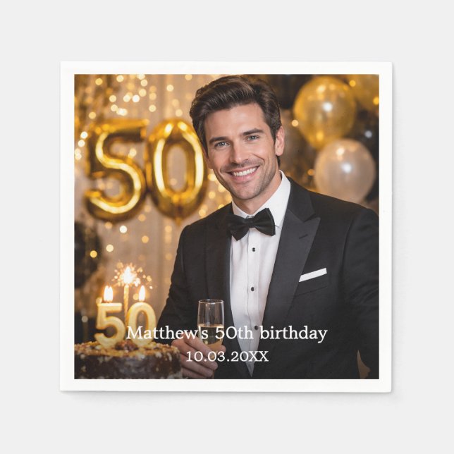 Photo birthday party napkin (Front)