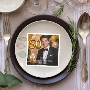 Photo birthday party napkin