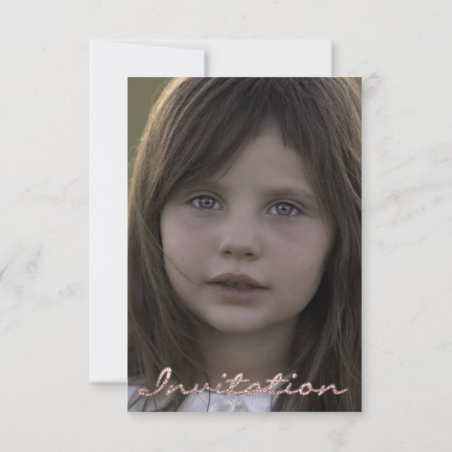 Photo Birthday Party Rose Gold Glitter Invitation (Back)
