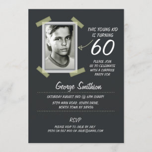 Photo Birthday Vintage Style Chalk Invitation