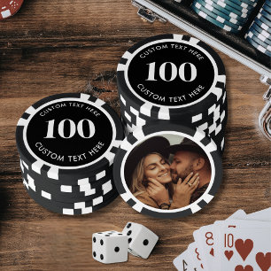 Photo Black 100 Numbered Poker Chips