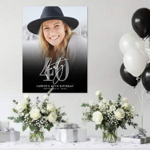 Photo Black 40th Birthday Party Sign