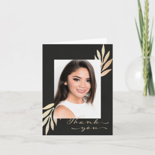 Photo Black and Gold Thank You Card
