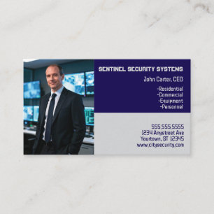 Photo Black and Gray Color Blocks Security Business Card