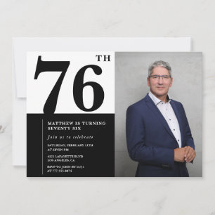 Photo Black and White 76th Birthday Invitation