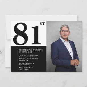 Photo Black and White 81st Birthday Invitation