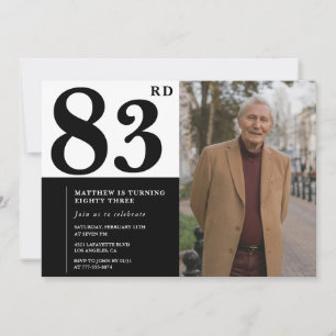 Photo Black and White 83rd Birthday Invitation