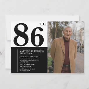 Photo Black and White 86th Birthday Invitation