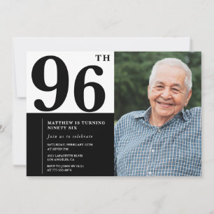 Photo Black and White 96th Birthday Invitation