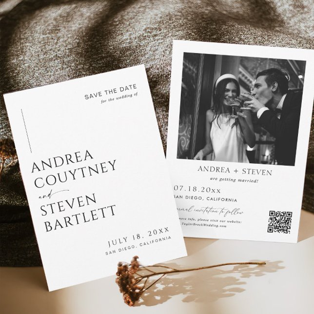 Photo Black and White Wedding Save the Date Invitation (Creator Uploaded)