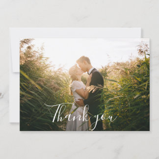 Photo black and white wedding thank you card