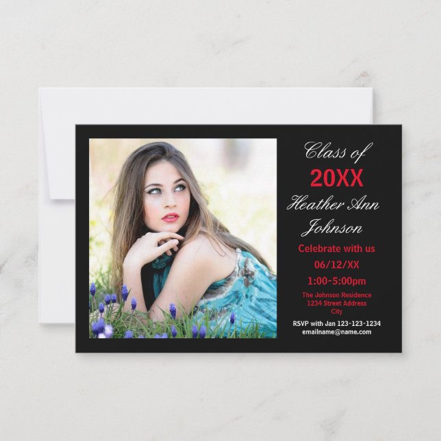 Photo Black Background - 3x5 Grad Announcement (Front)