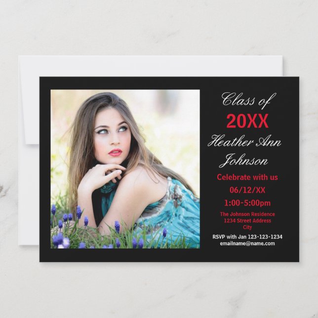 Photo Black Background - Grad Announcement (Front)