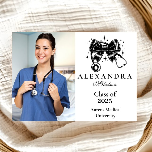 Photo Black Bow Nursing School Graduate Announcement (Creator Uploaded)