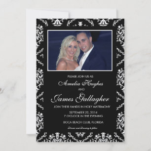 Photo Black Damsk wedding invitation