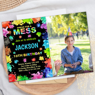 Photo Black DressForMess Paint Birthday Invitation