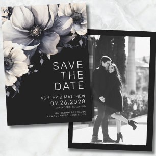 Photo Black Floral Wedding Save The Date