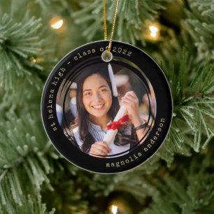 Photo Black Gold School College Graduation Ceramic Tree Decoration