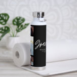 Photo black graduation script modern elegant water bottle<br><div class="desc">Photo black graduation script modern elegant design.</div>