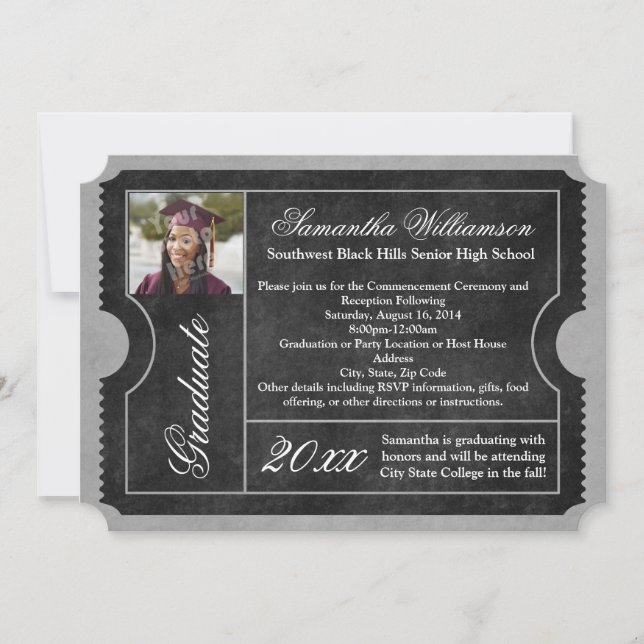 Photo Black Graduation Ticket Invitations (Front)